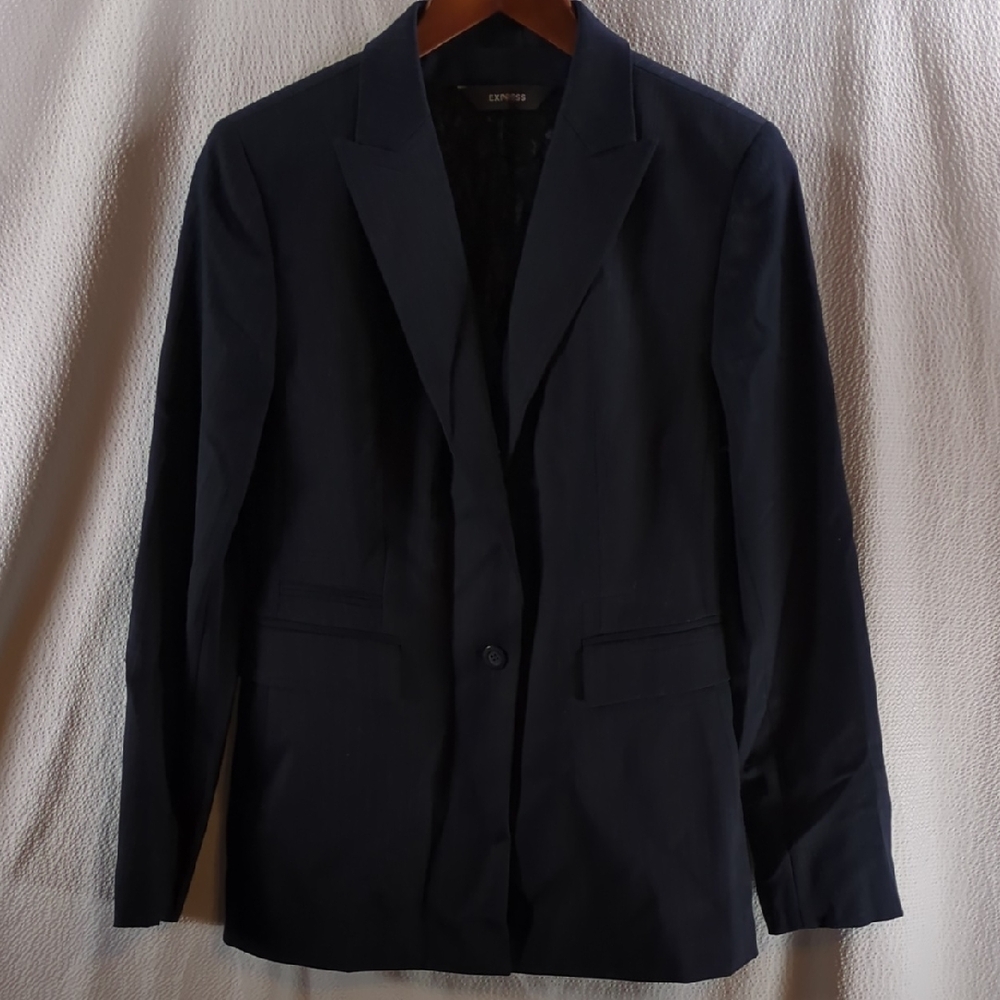 Express Charcoal Stretch Blazer & Lace Backed Vest